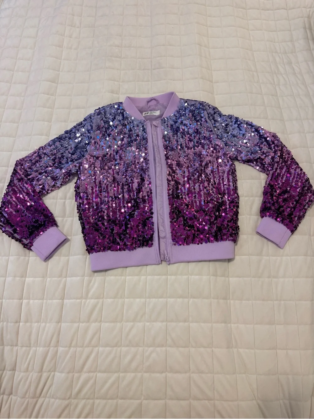 H&M Sequin Bomber Jacket in Ombré Pink/Violet Size 10 GIrls